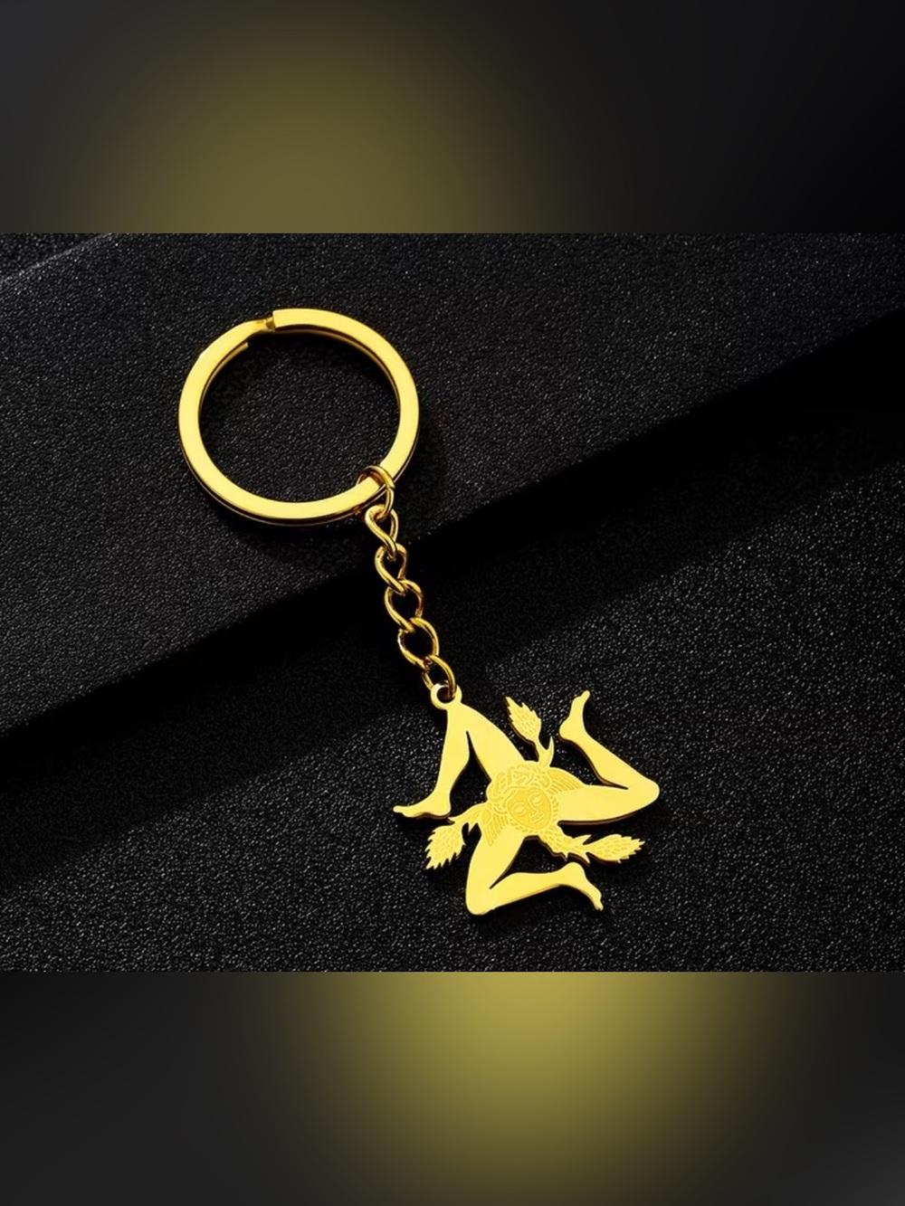 Gold Sicilian Italian Keychain for Women - Elegant Gold Key & Card Charm